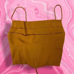 Brown Corset Crop Top | Lace Up Back‎ Bustier Tank